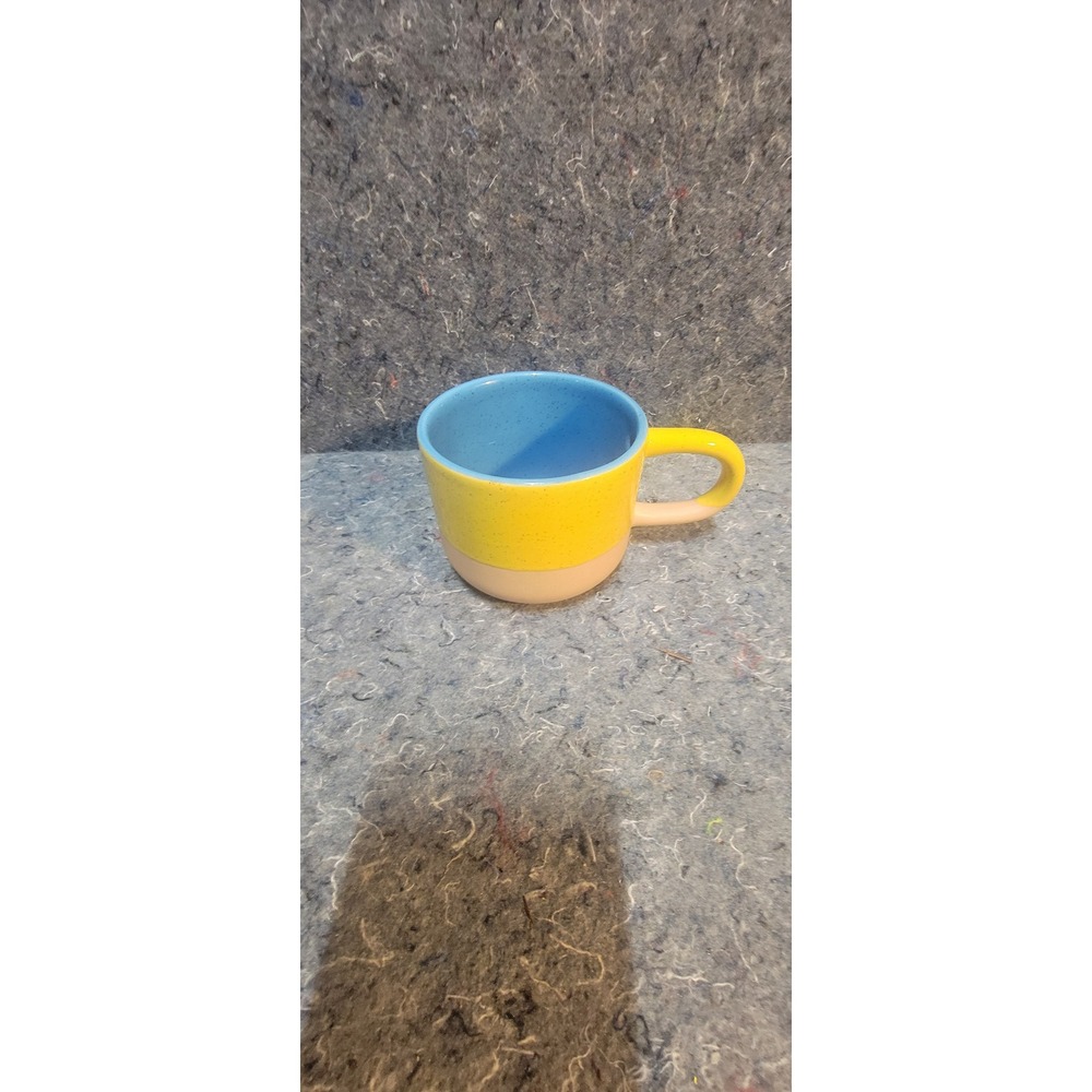 Starbucks 2017 Yellow‎ Blue Speckled Ceramic Coffee Mug Two Tone Modern 12oz